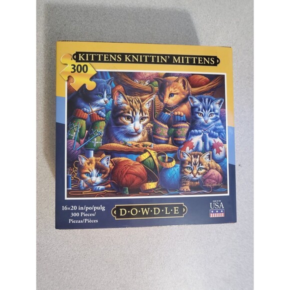 Dowdle Puzzles Other - DOWDLE-300 Piece Puzzle -"KITTENS KNITTIN' MITTENS" In Original Box - New/Sealed